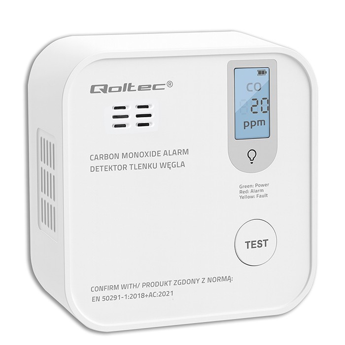 Czujnik tlenku węgla z baterią | alarm 85dB | LED 