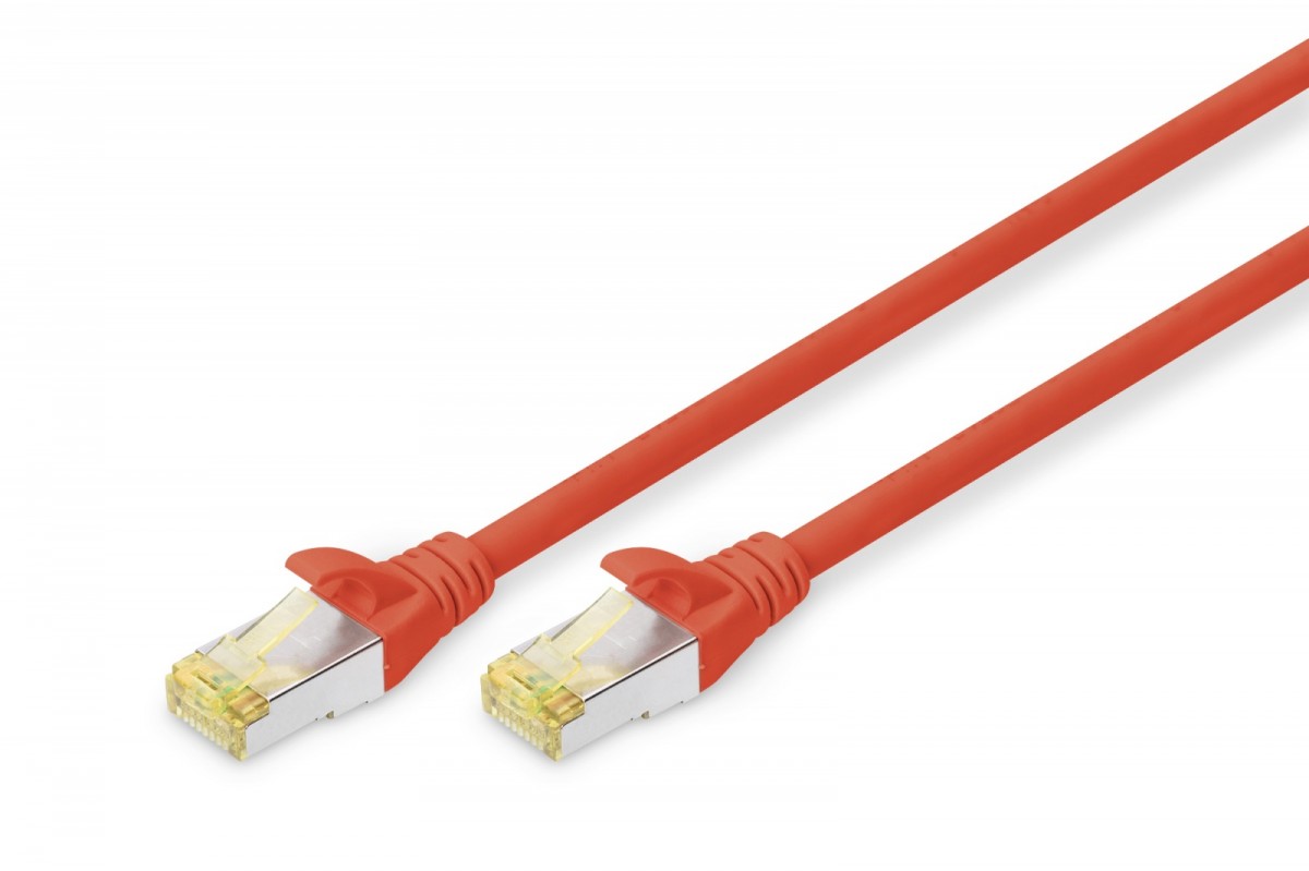 Patch cord S/FTP kat.6A LSOH 0,5m czerwony