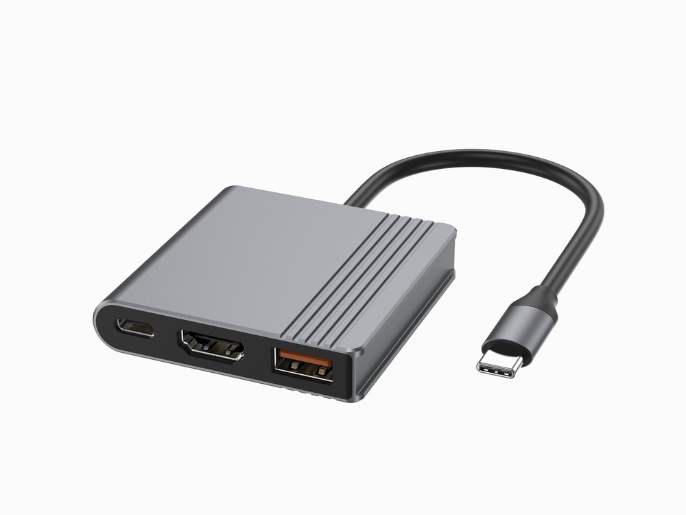 Adapter wieloportowy USB typu C 3 w 1 (port USB + HDMI +USB-C), gwiezdna szarość 
