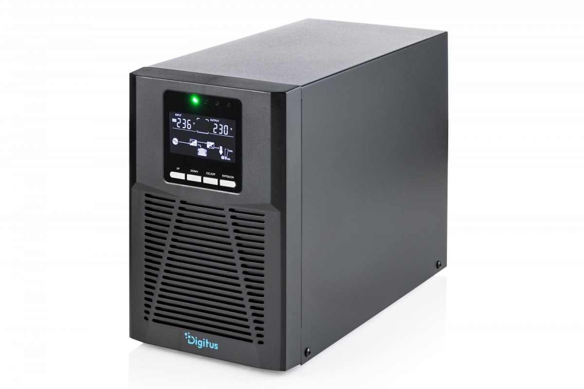 Zasilacz awaryjny UPS Online Tower 19" LCD 1000VA/1000W 2x12V/9Ah 4xC13 1xC14 USB RS232 RJ45 GŁ.293mm