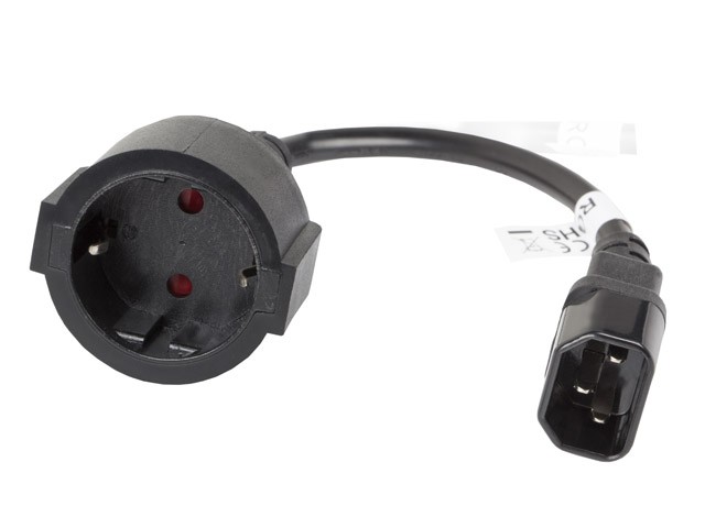 Przedłużacz kabla zasilającego IEC 320 C14 - Schuko 20cm czarny 