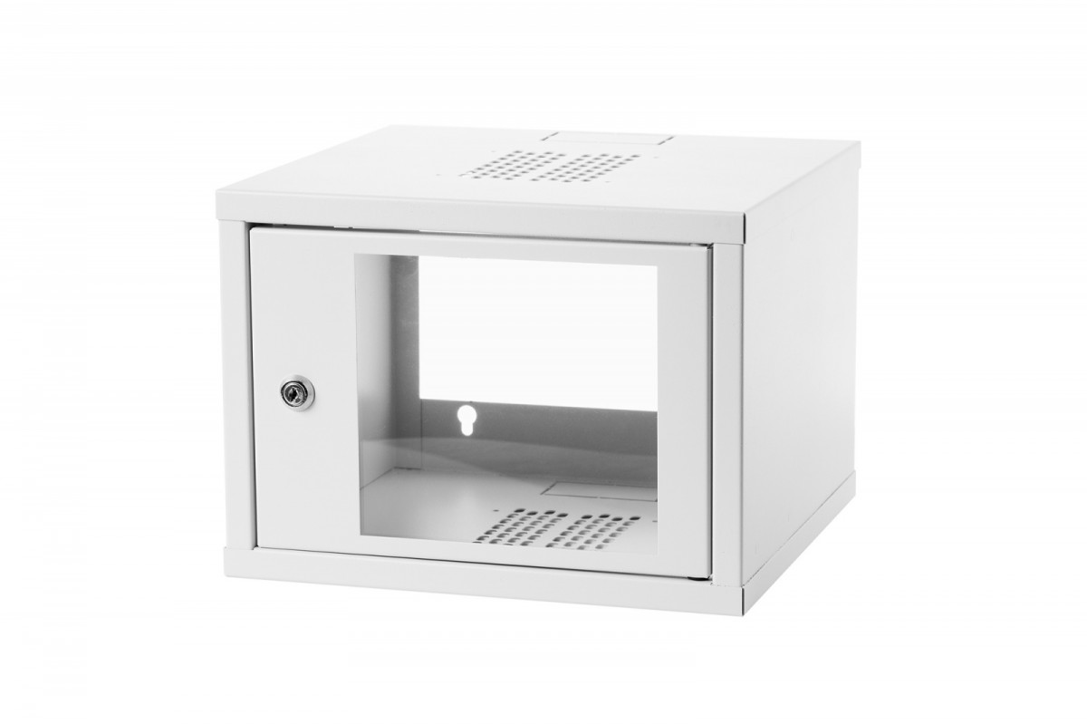 Szafa krosowa wisząca 19" 4U rack 550x350, drzwi szyba, niedzielona, złożona, nośność 30kg szara
