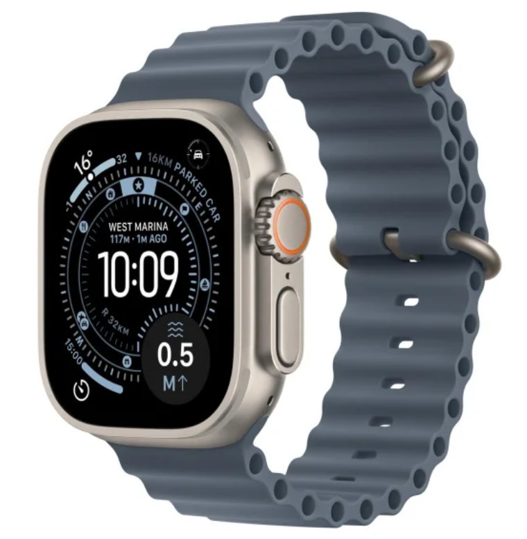 Watch Ultra 3 GPS + Cellular Koperta 49 mm z tytanu w kolorze naturalnym Pasek Ocean w kolorze marynarskiego granatu
