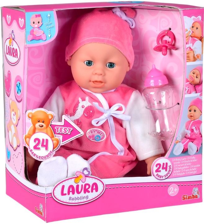 Lalka bobas Laura gaworząca, 38 cm 