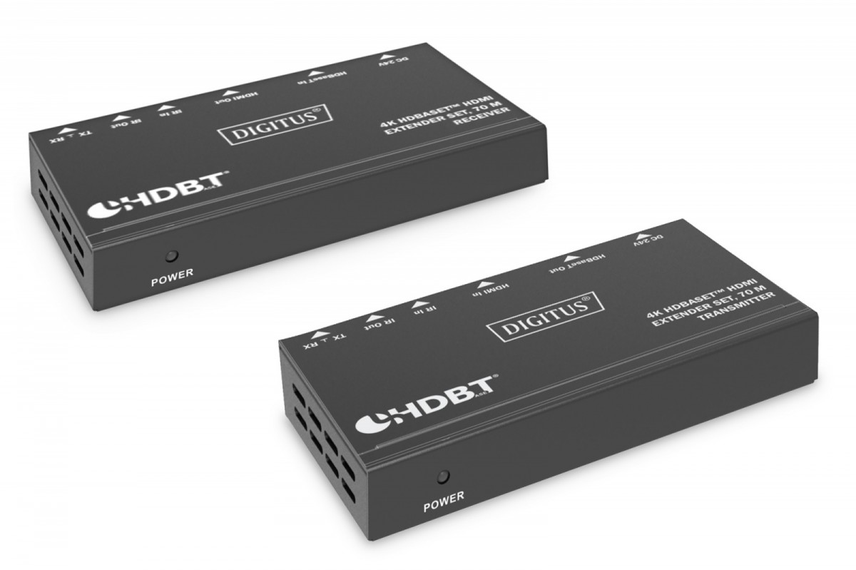 Przedłużacz/Extender HDMI 4K 30Hz 70m po skrętce Cat.6/7/8 HDBaseT HDCP2.2 IR RS232 PoC, zestaw 