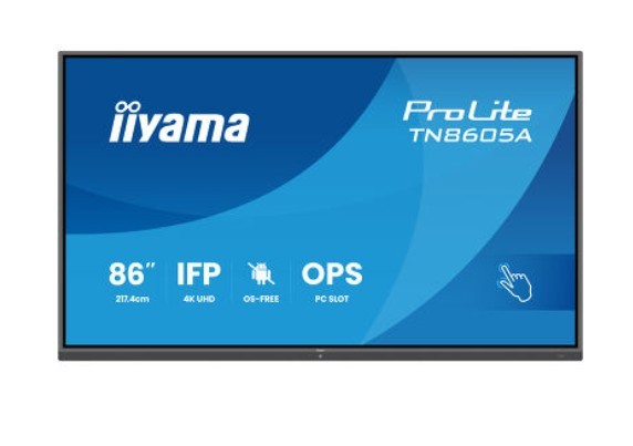 Monitor 86 cali TN8605A-B1AG IPS,4K,40pkt,500cd,nonOS,1200:1,5ms,    DeepContrast-IR+, 1xVGA,2xHDMI,DP,USB-C(PD65W),2xRJ45,2x20W,PiP,PbP,UCHWYT ŚCIENN