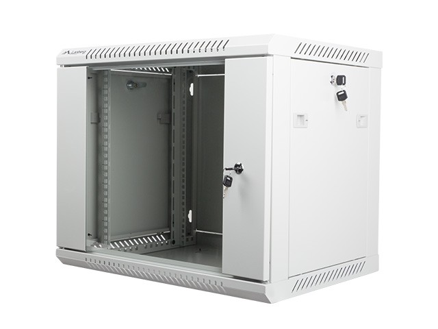 Szafa instalacyjna wisząca 19 cali 9U 600X450mm szara (drzwi szklane)