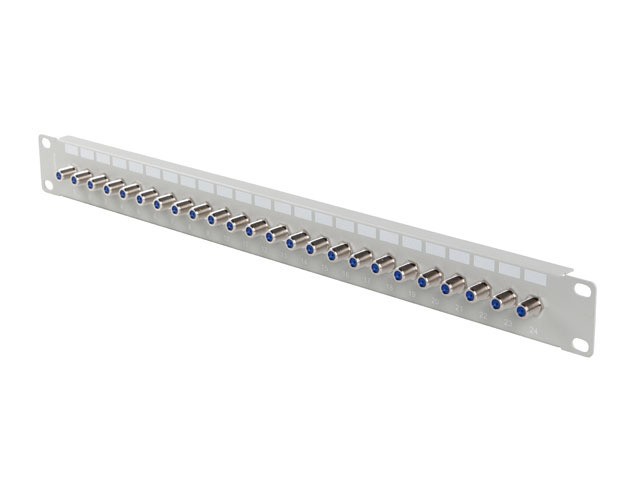 Patch panel 24 porty 19 cali gniazdo Typ F beczka szary 