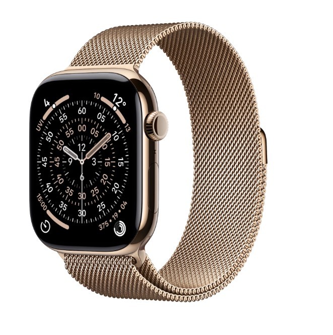 Watch Series 11 GPS + Cellular, koperta 42 mm z tytanu w kolorze złotym, bransoleta mediolańska w kolorze złotym