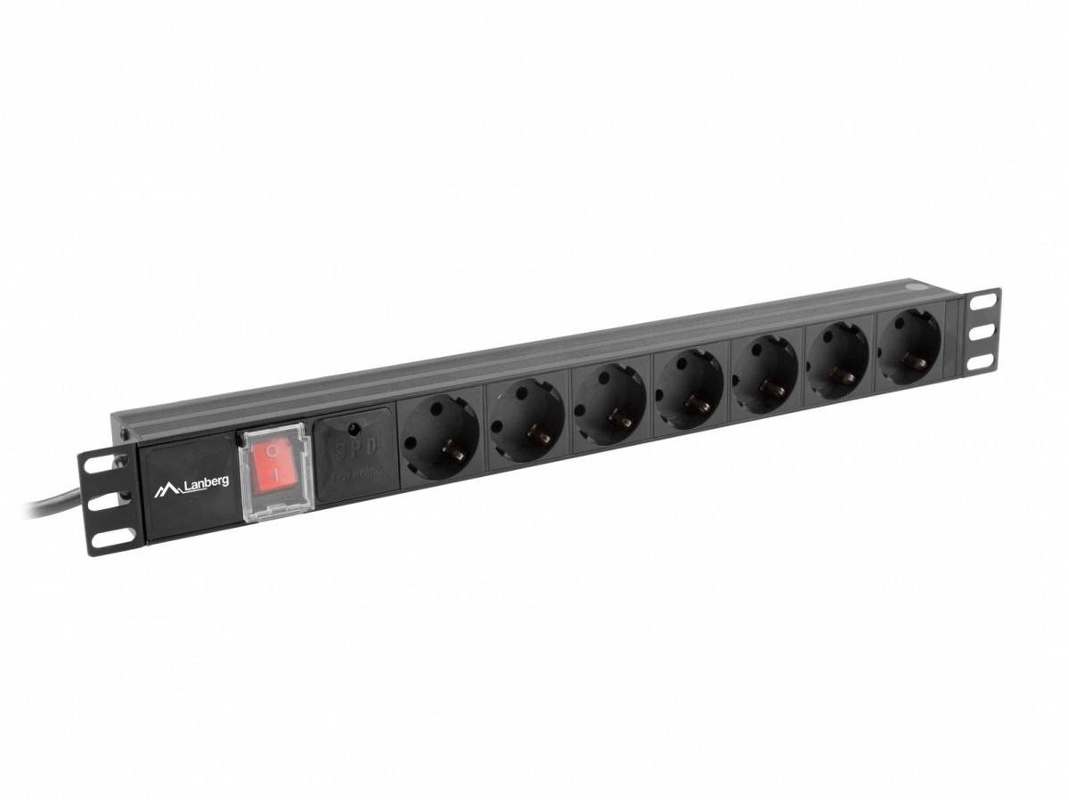 Listwa zasilajaca Rack PDU 19"  1U 16A 7X SCHUKO 2m czarna 