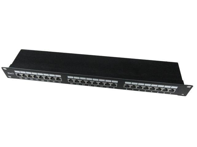Patch Panel 24 Porty 1U 19'' Kat.6 ekran z funkcją organizacji   kabli czarny 