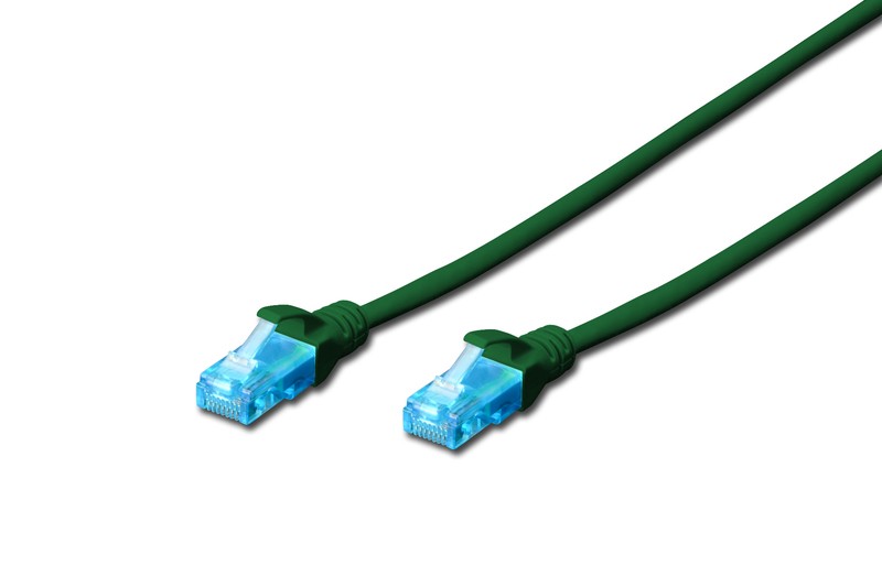 Patch cord kat.5e UTP, CU, AWG 26/7 0,5m Zielony 