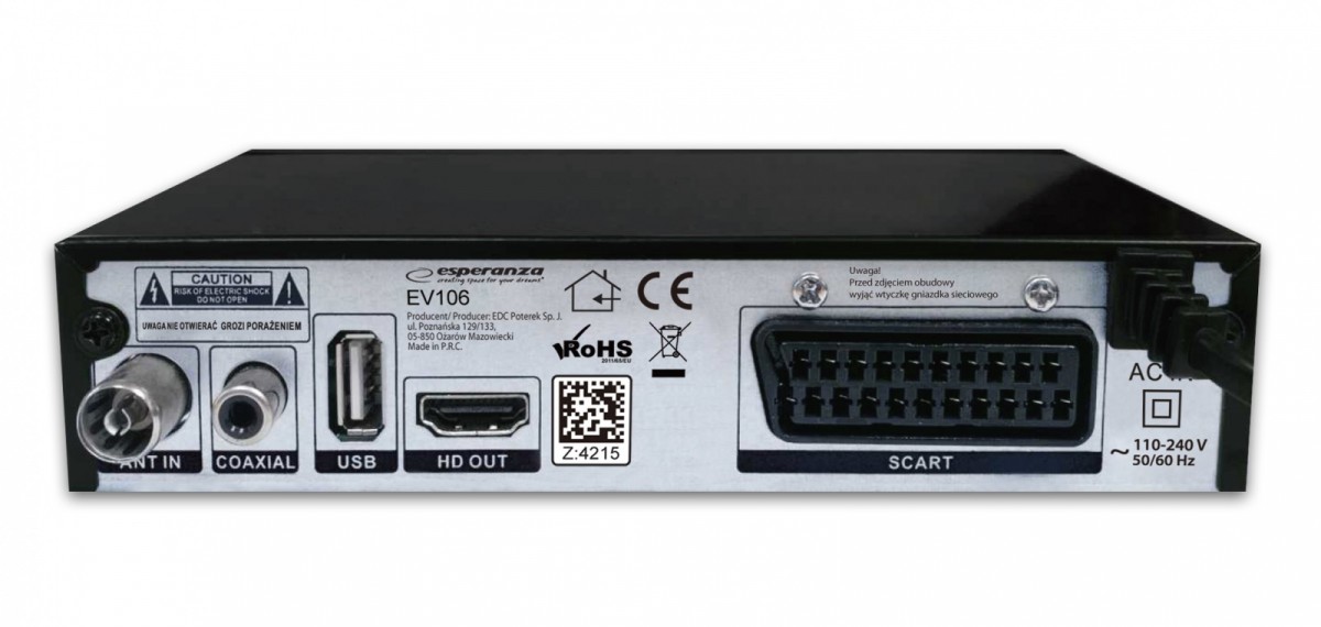 Tuner EV106 DVB-T/T2 H.265/HEVC 