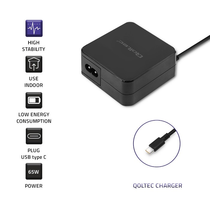 Zasilacz sieciowy 65W | 5-20.3V | 2-3.25A | USB typ C | PD 