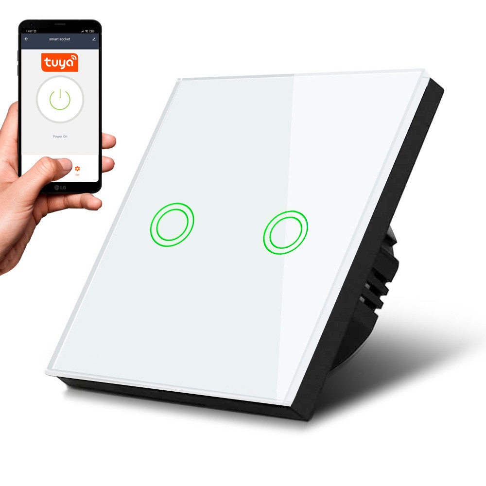 Dotykowy włącznik światła podwójny Wi-Fi SMART MCE714W Biały