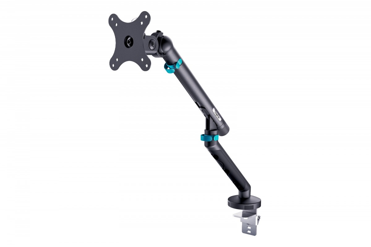 Ramię biurkowe pojedyncze z zaciskiem i sprężyną mechaniczną 1x LCD max. 35" 10kg, VESA: 75x75, 100x100, czarne