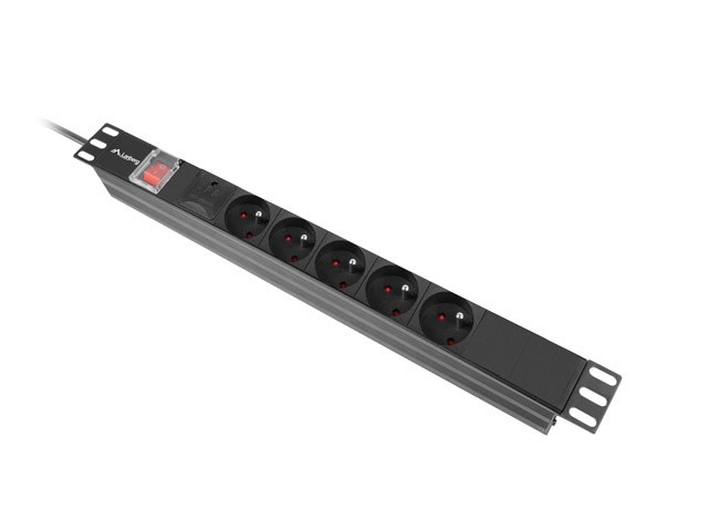 Listwa zasilająca  rack PDU 19 cali 1U 16A 5x230V 2m czarna