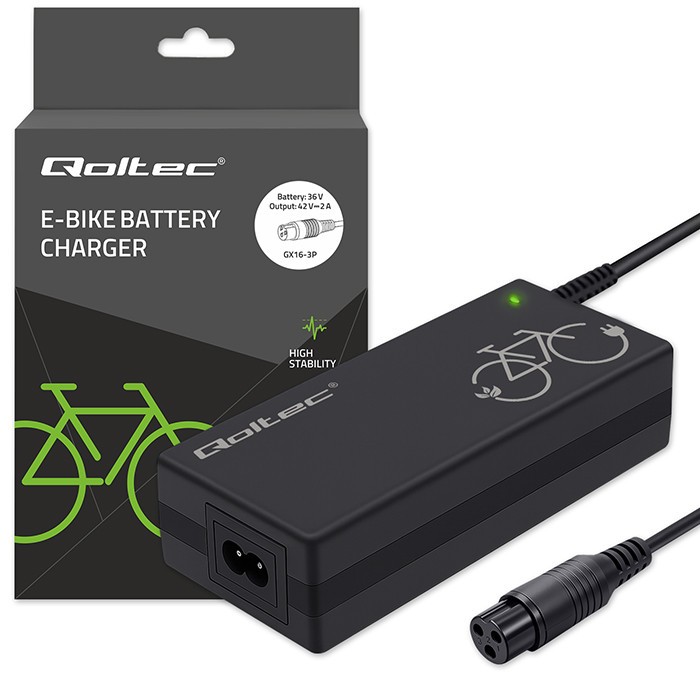 Ładowarka do roweru elektrycznego 36V | 42V | 2A | 3P-GX16 + kabel zasilający 