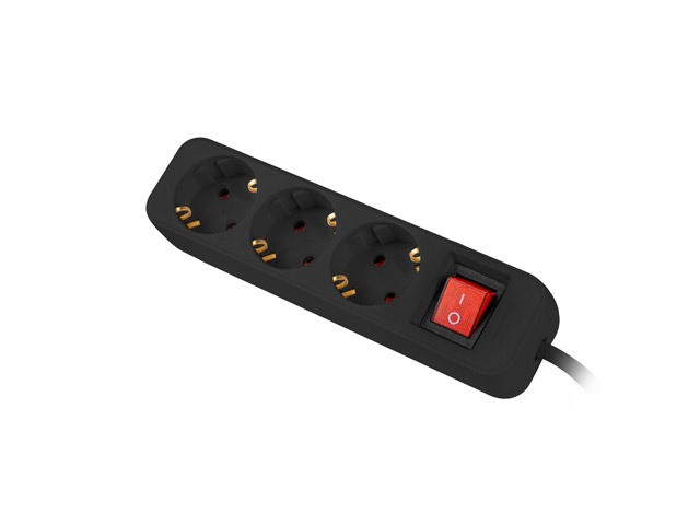 Listwa przedłużacz 1,5m 3x230V  PS1-03F-0150-BK