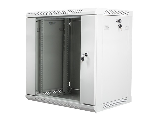 Szafa instalacyjna wisząca 19 cali 12U 600X450mm szara (drzwi szklane)