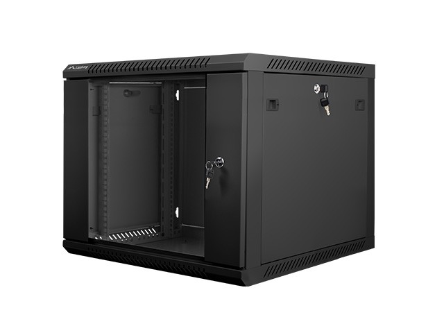 Szafa instalacyjna wisząca 19 cali 9U 600X600mm czarna (drzwi szklane)