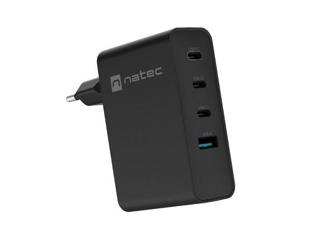 Ładowarka sieciowa Ribera GAN 3xUSB-C + 1x USB-A 100W czarna 