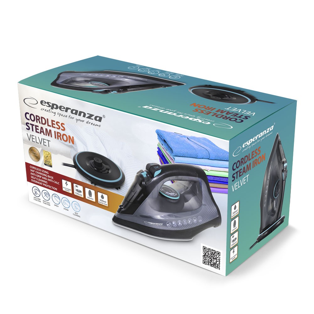 Żelazko parowe bezprzewodowe Velvet Ceramic 2600W 