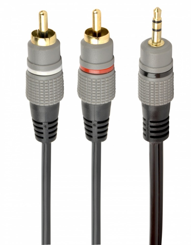 Kabel 3.5mm stereo 2*RCA 1.5m, pozłacane złącza 
