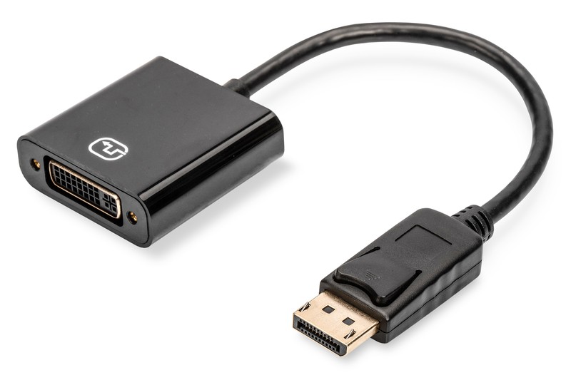 Kabel adapter Displayport z zatrzaskiem 1080p 60Hz FHD Typ DP/DVI-I (24+5) M/Ż 0,15m Czarny 