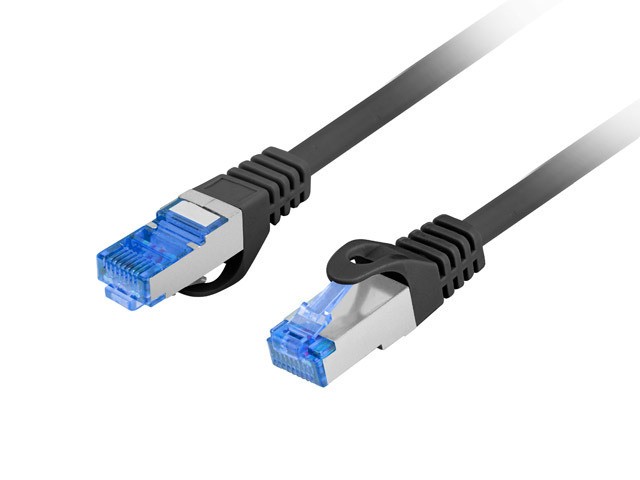Patchcord kat.6a S/FTP LSZH CCA 0.25m czarny fluke 