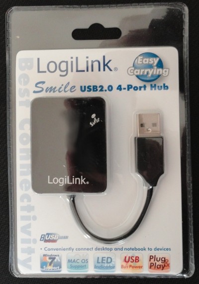HUB USB 2.0 4-portowy 'Smile' - czarny              UA0139