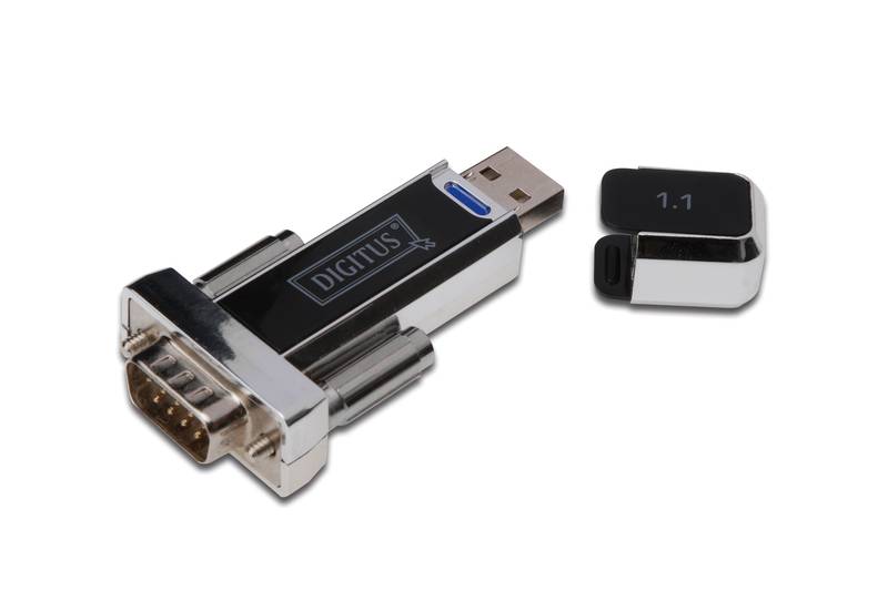 Konwerter / Adapter USB-A 1.1 męski do RS232 (DB9) męski | Chipset Prolific PL2303GT | Mocowanie na śruby | z dodatkowym kablem 0.8m