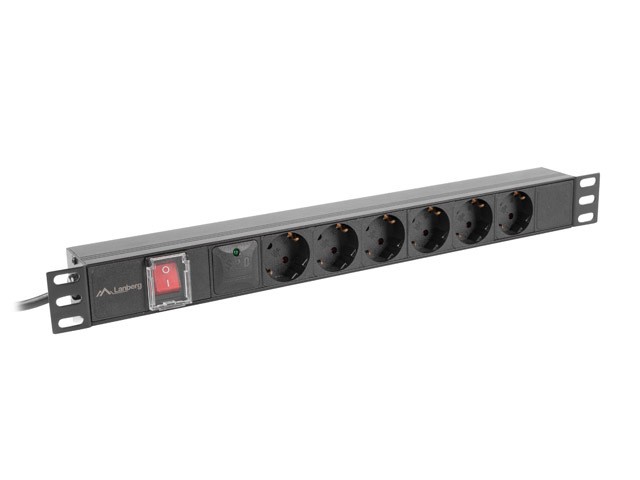 Listwa zasilająca  rack PDU 19 cali 1U 16A 6x230V schuko 2m czarna