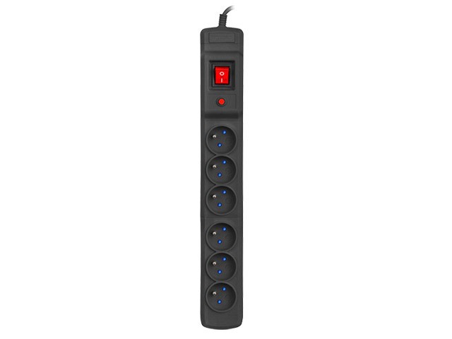Listwa przeciwprzepięciowa Multi M6 10m czarna (6 gniazd) 