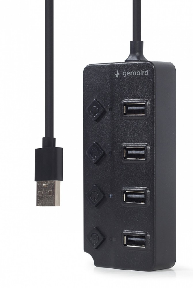 HUB 4-portowy USB 2.0 z przełącznikami, czarny 