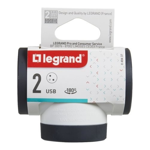 Rozgałęziacz  obrotowy 2xP+Z +USB AC-B/C
