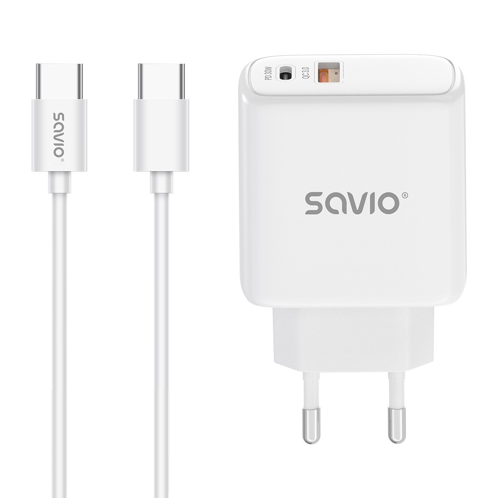 Ładowarka sieciowa LA-10 30W Quick Charge Power Delivery 3.0 Biała + Kabel
