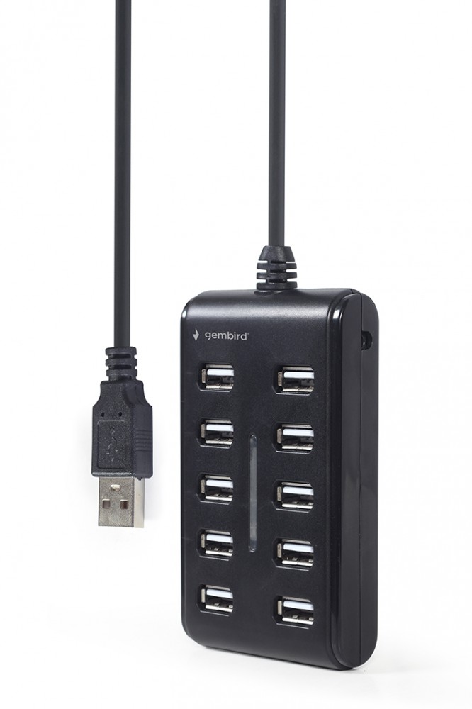HUB USB 2.0 10-portowy czarny 