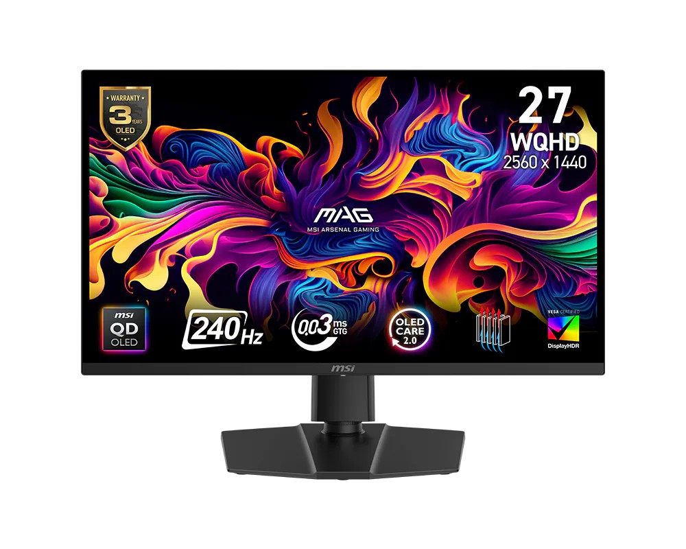 Monitor MAG 271QP QD-OLED X 24/26.5 cali/FLAT/QD-LED/WQHD/240Hz/Black 