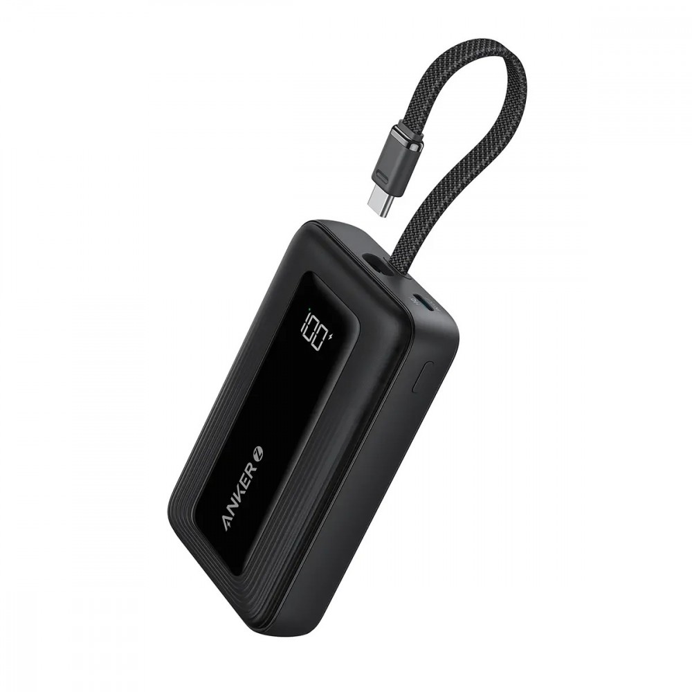 Powerbank ZOLO 10000mAh 30W wbudowany kabel USB-C, czarny