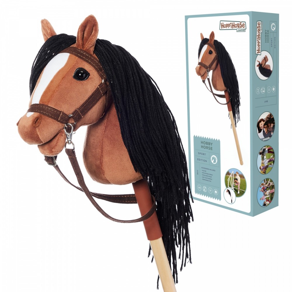 Koń na kiju Hobby Horse HOPPIHORSE A4 Bay - ciemny brąz, maść gniada