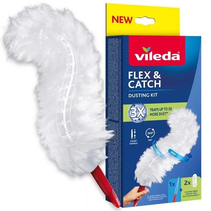 Miotełka do kurzu z krótką rączką + 2 wkłady Flex & Catch