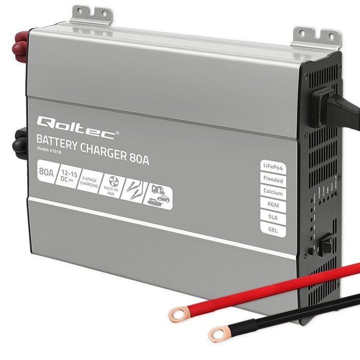 Inteligentna ładowarka do akumulatorów LiFePO4 AGM GEL SLA | 80A | 12V 