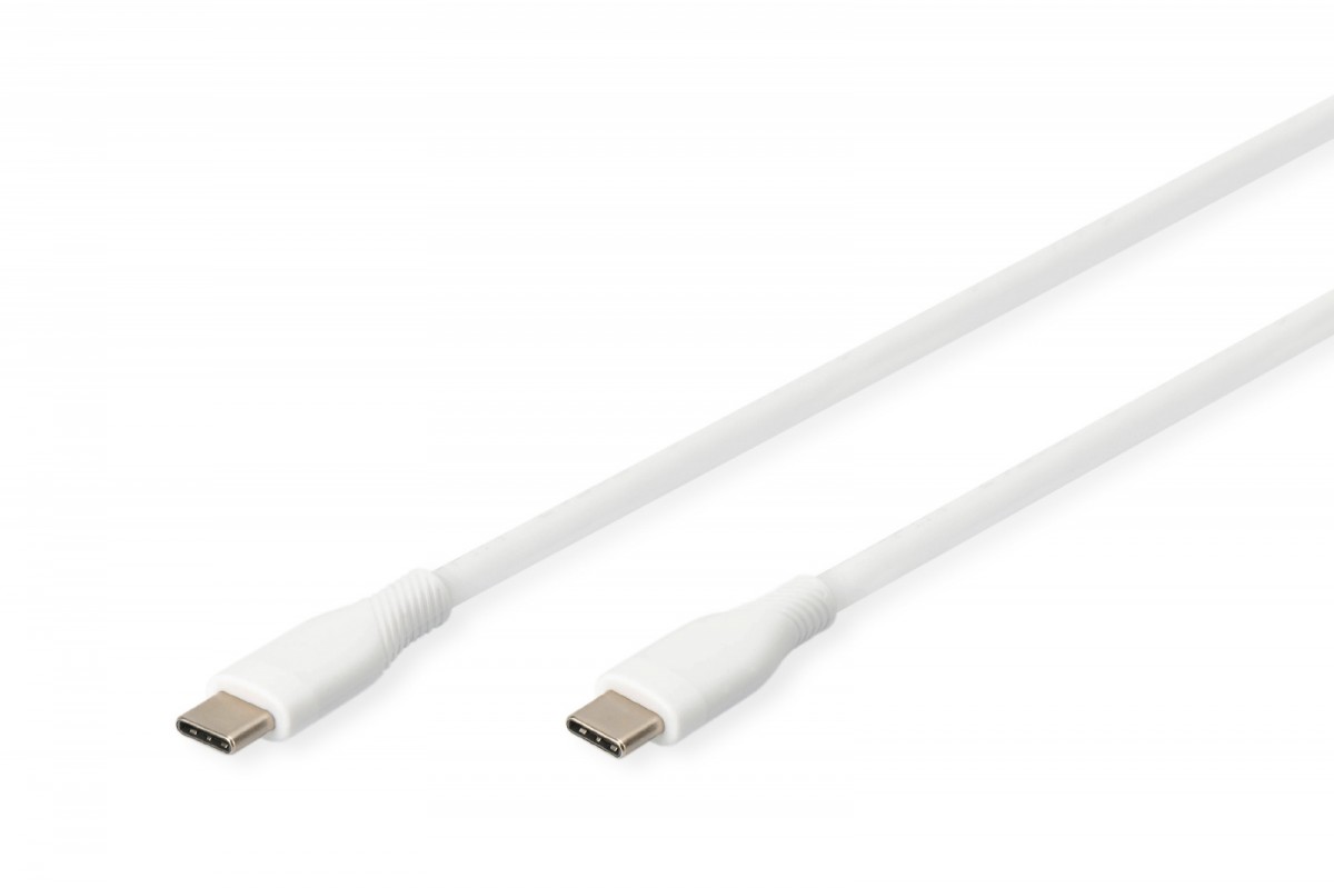 Kabel połączeniowy silikonowy USB-C - USB-C, USB 2.0 60W, 2m Biały