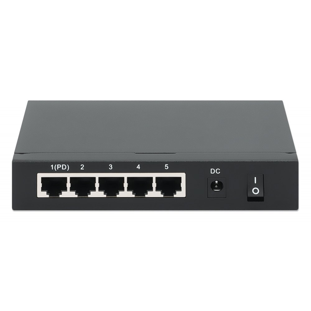 Switch Gigabit 5xPoE Passthrough zasilany PoE lub AC,68W 