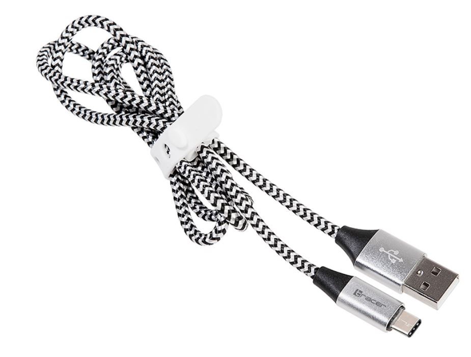 Kabel USB 2.0 TY PE-C A Male 1.0m czarno-srebrny 