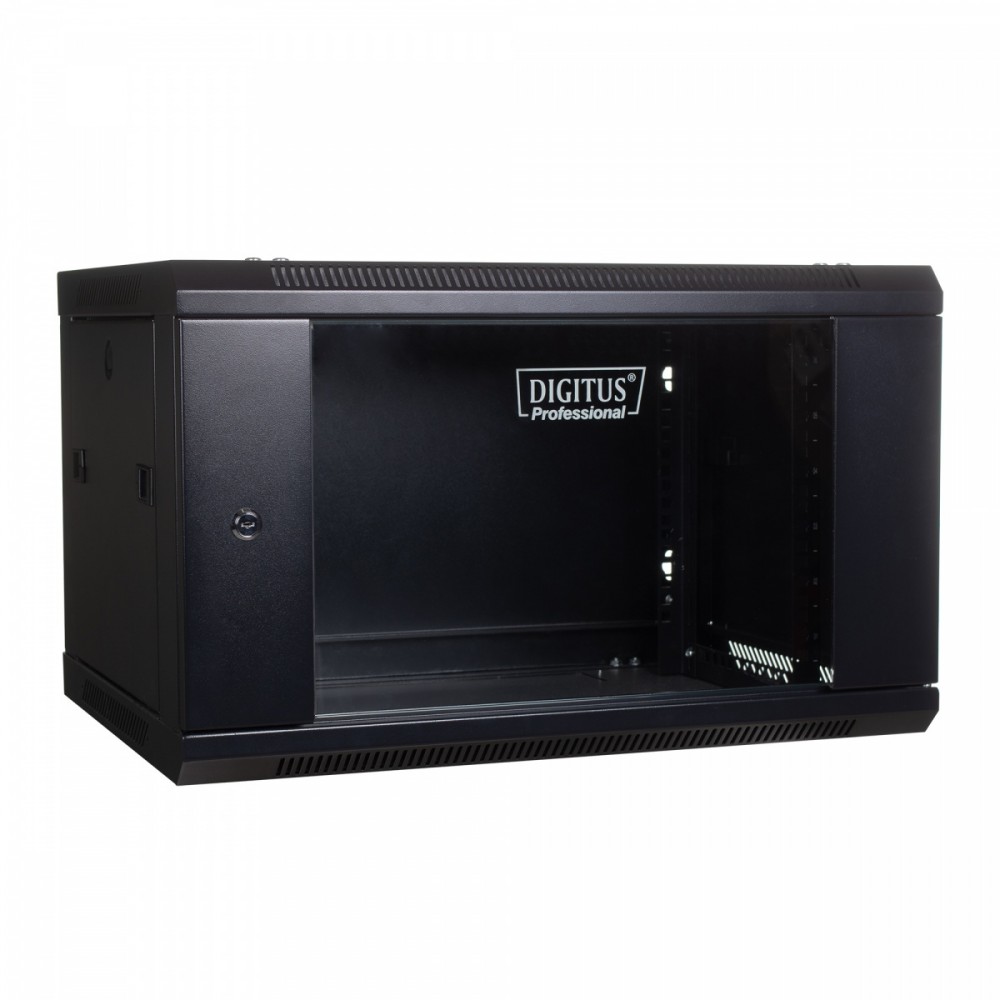 Szafa wisząca jednosekcyjna 19 cali 4U 279/600/450mm, drzwi szklane, (RAL 9004) Czarna 