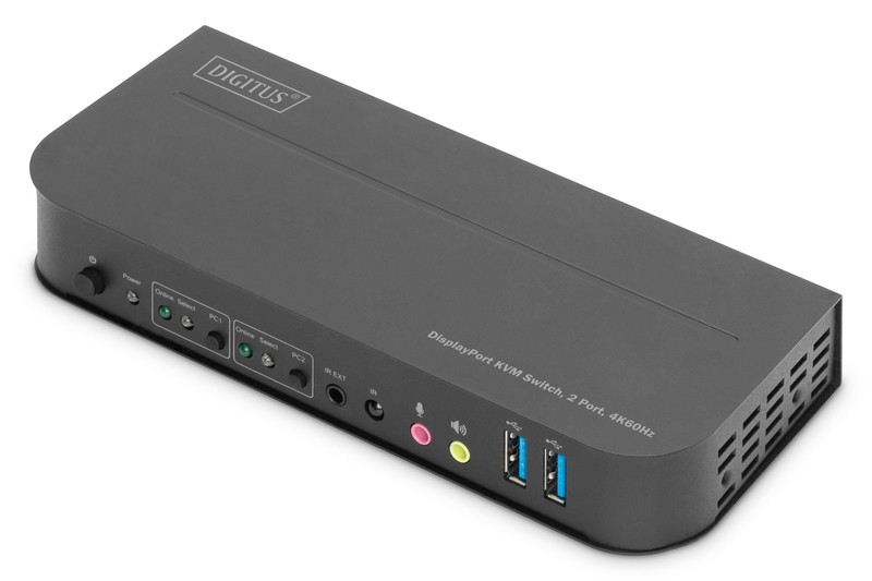 Przełącznik KVM 2 portowy DisplayPort do HDMI 2x1 4K 60Hz  2xUSB audio