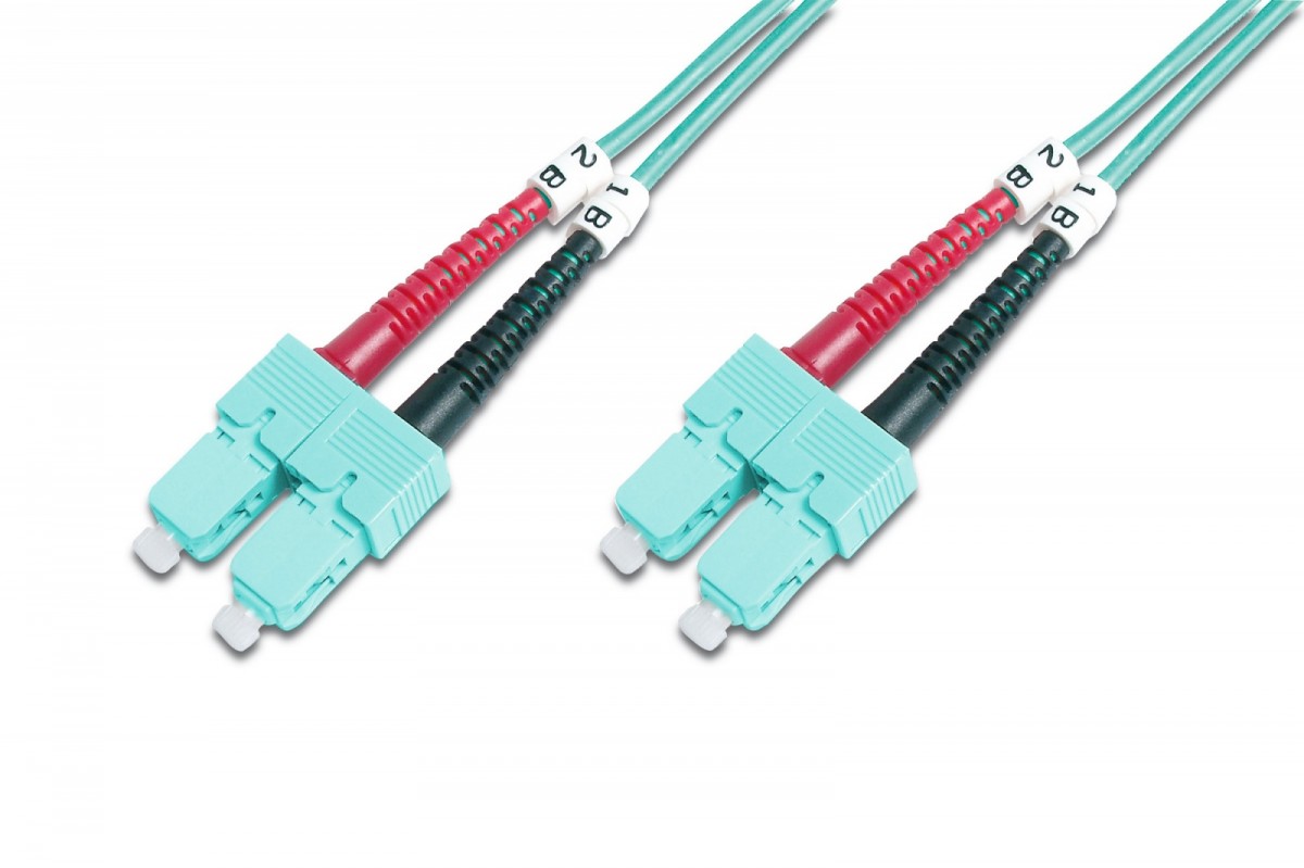 Patch cord światłowodowy FO SC-SC MM 50/125 OM3 duplex LSOH 2m Turkusowy