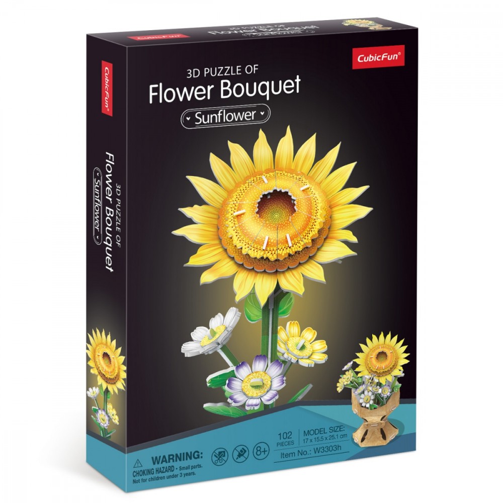 Puzzle 3D Bukiet kwiatów - Słoneczniki